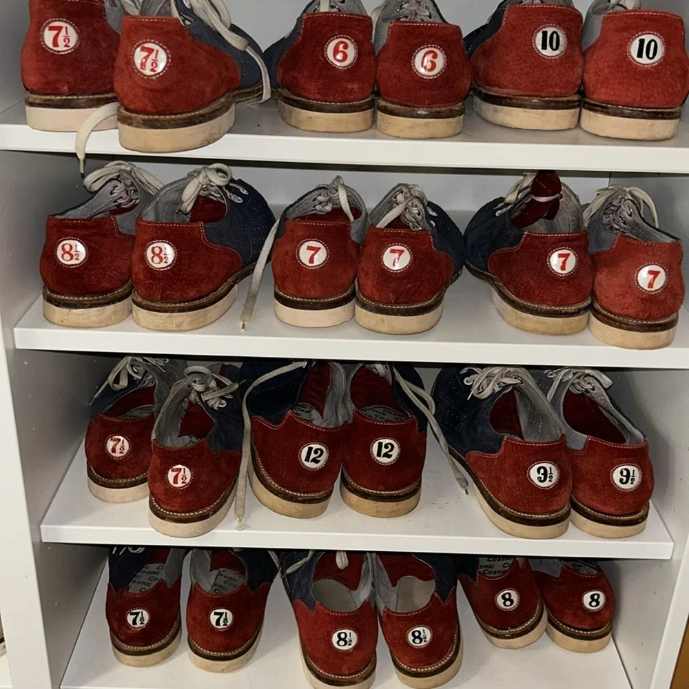 EPIC VINTAGE SUEDE men’s/women’s many UNISEX SIZES bowling shoes Red, Blue,Gray - Picture 4 of 6